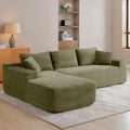 HYJT-H&K Modular Sectional Sofa Cloud Sectional Couch, 95" Comfy Fluffy L Shaped Green Couches for Living Room, Deep Seat Memory Foam Plush Corduroy Boneless Couch Sectionals Left Facing Chaise Sofa