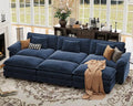 CDCASA 120" Oversized Modular Sectional Sofa Bed, Comfy Cloud Couch w/ 3 Movable Ottoman, 6-Seater Chenille Deep Seat Sofa Bed Modern Sofa Couch for Living Room, DIY Combination, Blue