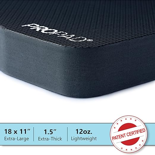 RED Home Club Thick Kneeling Pads, Garden Kneeler for Gardening, Bath Kneeler for Baby Bath, Kneeling Mat for Yoga, Knee Pad for Work, Extra Large (XL) 18 x 11 x 1.5 Inches, Black (Pack of 2)