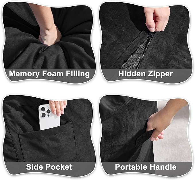 Hobestluk Bean Bag Chair 6Ft Giant Bean Bag Chairs for Adults Large Bean Chairs with Removable Cover,Big BeanBag Chairs for Living Room, Bedroom