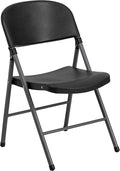 Flash Furniture HERCULES Series 330 lb. Capacity Black Plastic Folding Chair with Charcoal Frame