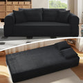 83" Sofa in a Box, 3 Seater Couch No Assembly Boneless Sofa Bed with Cushion Back 2 Matching Pillows Deep Seat Corduroy Fabric Side Storage Pockets for Living Room, Bedroom, Apartment, Office, Black