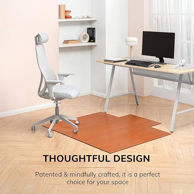 Anji Mountain Office Chairmat Thickest & Sturdy Bamboo Chairmats Highly Premium Quality Anti-Slip Heavy Duty for Multi-Purpose Hardwood Floor Office & Home Floor Protector Office Chair mat-5mm Thick