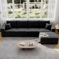 139" Boneless Cloud Sectional Couch for Living Room, Compressed Modular L-Shaped Sofa with Deep Seat, Frameless Corduroy Couch in Boxes, No Assembly Required 4-Seater (Right-Facing Chaise, Black)