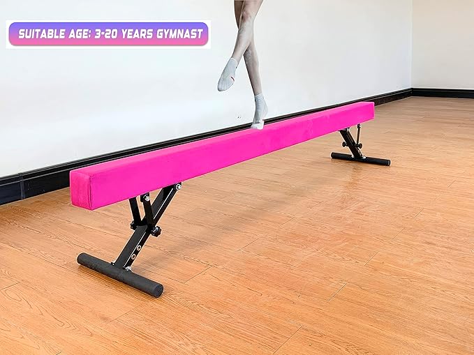 MARFULA Adjustable Balance Beam 8 ft Gymnastic Beam Adjustable Height for Kids and Teenage of All Gymnastic Levels, Gymnastic Training Beam Gymnastic Equipment for Athlete Home and Gym Club Use