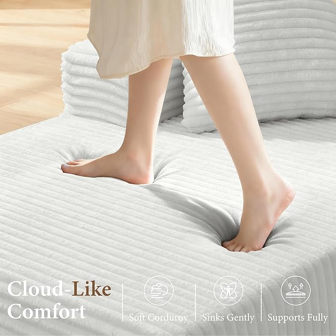 105" Sectional Couches for Living Room Cloud Couch Sofa with L-Shape Upholstered Boneless Couchs Modern Modular Sectional Couch with Chaise (Light Grey, 105" W+Left Facing Chaise+2Seaters)