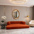 Modern Floor Sofa Bed with Bolster Pillows, Couch Bed,Foldable Sofa bigsize Sofa Convertible Lounger, Orange Red Corduroy (Orange red)