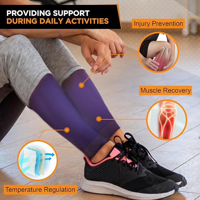 Doc Miller Compression Calf Sleeve for Men & Women – 20-30mmHg Graduated Support for Running, Shin Splints, Calf Strain – Knee High, Small to 6XL Plus Size