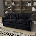 RENDGO 76" Modular Sectional Sofa, Chenille Cloud Couch for Living Room & Apartment, Deep Seat Comfort, Flexible Loveseat Combination Sofa for Home & Office,Black
