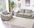 ELUCHANG Modular Sectional Couch Set, 47" Oversize Accent Chair and 85" Modern Loveseat Sofa Deep Couch for Apartment, Living Room, Bedroom, Linen, Oatmeal