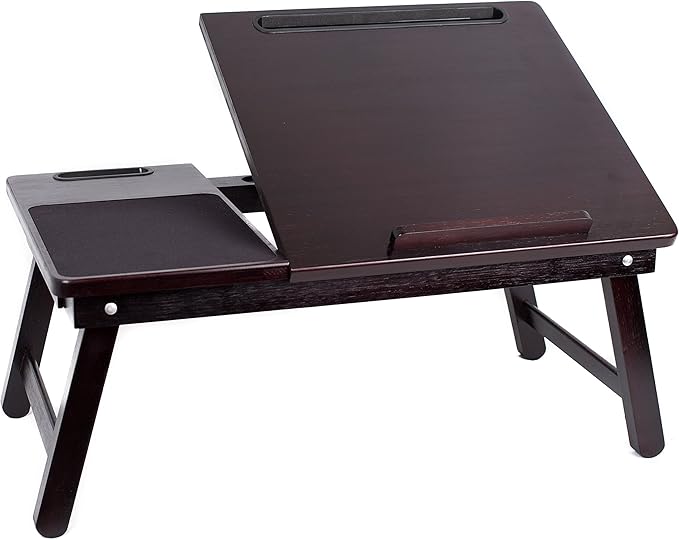 Sofia + Sam Multi Tasking Laptop Bed Tray | Supports Laptops Up to 18 Inches | Walnut (Left Handed Tray)