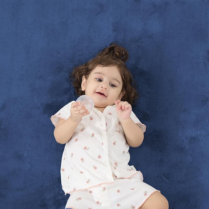 PAPAMAT 1.3" Thick Baby Floor Play Mat 79x118, Basic Padded Foam Mat for Tummy Time Gym Crawling, Non Slip Cushioned for Babies Toddlers Infants Kids (Blue)
