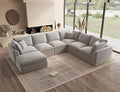 ohllob Oversized Cloud Couches for Living Room, Boneless Sectional Couch with Ottoman, 7 Seater Large Modular Sectional Sofa, Light Grey