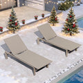 PURPLE LEAF Oversize Outdoor Rattan Lounge Chair 2 Piece, Aluminum Patio Chaise Lounge with Adjustment Backrest, Waterproof Lounger Sunbath Tanning Recliner for Poolside, Garden, Light Taupe