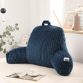 PAJEO Reading Pillow for Sitting in Bed, Large Backrest Reading Pillow with Arm Rest,Back-Rest Support Cushion for Sit Up on Couch, Sofa, and Floor (Dark Blue Flannel, Standard(17inch))