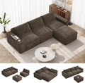 Vesgantti 114" Boneless Modular Sectional Sofa, Modern 3 Seater Couch with Ottoman & Deep Seat, Convertible Chenille L Shaped Cloud Couches for Living Room, No Assembly Required, Dark Brown
