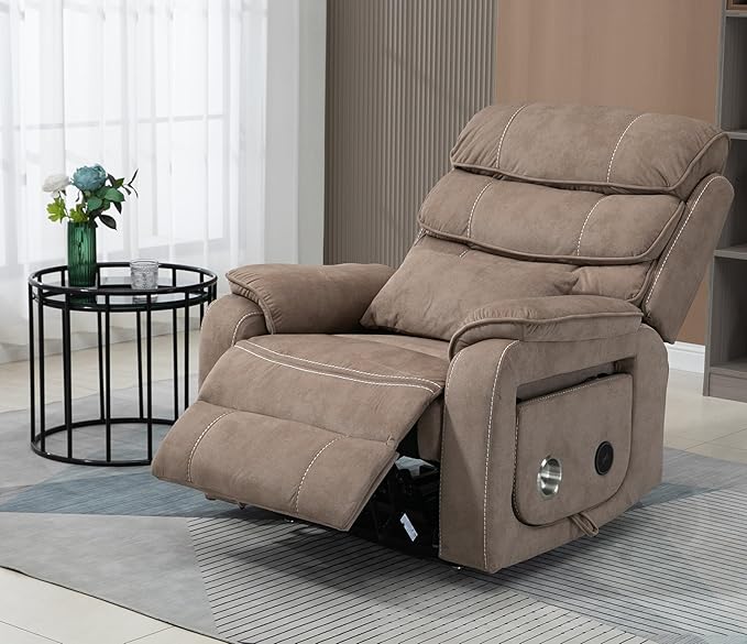 Large Lift Chairs Recliners for Elderly with Heated and Massage, Infinite Position Dual Motor Power Lay Flat Recliner with Cup Holder (Light Brown)
