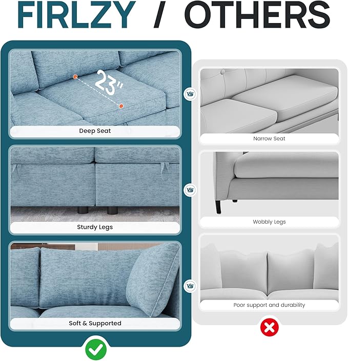 Oversized Modular 8 Seater Sofa with Removable Covers and Storage, Convertible U, L-Shaped and Sleeper Sectional, Modern Sectional Couch with Ottoman Chaise for Living Room, Bedroom, Apartment, Blue