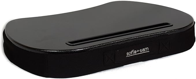 Sofia+Sam Mini Lap Desk with Memory Foam Cushion | Tablet Slot and Handle | Fits Laptops Up to 15" | Tablets Up to 9.6" | Black | Portable Travel Desk | Reading Writing and Coloring