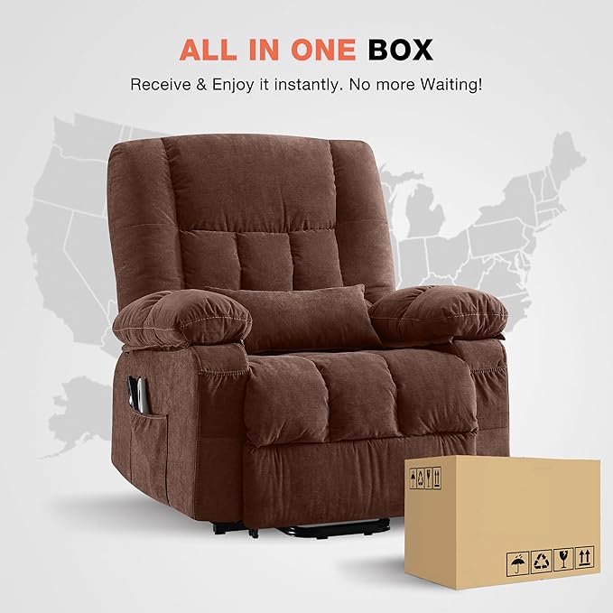 Power Lift Recliner Chair for Elderly with Vibration Massage and Lumbar Heating, Electric Lift Recliner Single Sofa with Side Pocket and USB Charge Port for Living Room