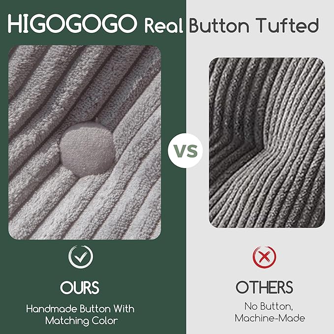 HIGOGOGO Rocking Chair Cushion with Corduroy Cover (Without Chair), 46 x 18 Inch Supportive Cushion, Overstuffed Chair Cushion,Grey