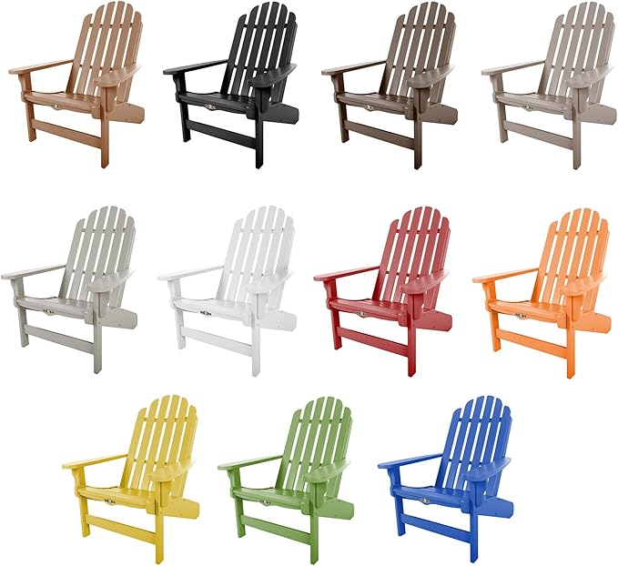Original Pawleys Island Black DuraWood Essentials Adirondack Chair – Eco-Friendly Recycled Material, Stainless Steel Hardware, Smooth Fit N Finish, Handcrafted in The Carolinas