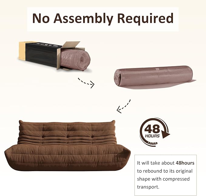 Bean Bag Chair, Oversized Bean Bag Chair for Living Room, Fireside Chair for Adults with Memory Foam Filled, Big Accent Lounge Floor Sofa for Reading, Relax, No Assembly Required. (Coffee 3-Seater)