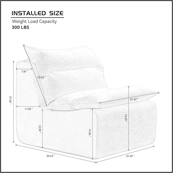 Single Chair Sofa Fully Compressed Lounge Chair with Backrest Polyester Orange White for Living Room Bedroom Compact Seating