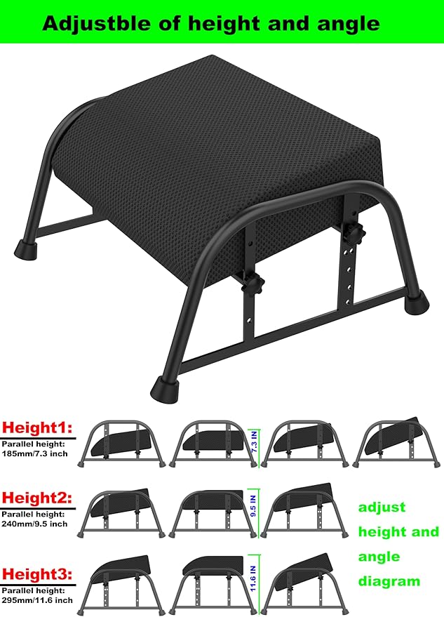Foot Rest for Under Desk at Work, 10-Level Height Adjustable Ergonomic Foot Stool with Removable Soft Memory Foam Pad, Office & Gaming Desk Accessories for Leg Support（Black 2 USE