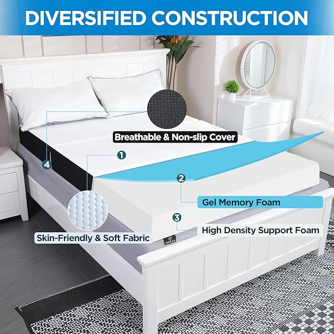 Roxzo Folding Mattress,3 inch Twin Tri-Folding Memory Foam Mattress, Portable Trifold with Washable Cover, Non-Slip Bottom for Camping & Guest Beds, 75"x38"x3"