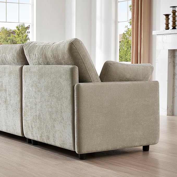 CHITA U Shaped Modular Sectional Sofa with 2 Ottoman, Modern Cloud Couch for Living Room and Apartment, 6 Seat Extra Comfty Sofa, Removable Cover, 141 Inch Width, Taupe