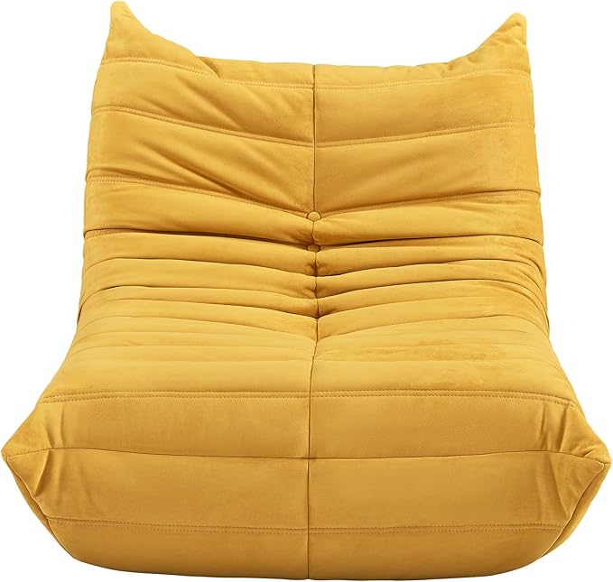 Bean Bag Chair - Corner Sofa, Fireside Chair Bean Bag Sofa Large Bean Bag Chair for Adults,Fireside Floor Couch for Living Room, Bedroom, Gaming & Office (Yellow, Single)