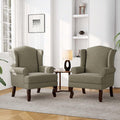 DREAMSIDEA Accent Chair, High Back Upholstered Armchair with High Resilience Sponge & Wood Legs, Mid-Century Modern Comfy Single Sofa Reading Chairs for Living Room, Bedroom (Light Camel, Set of 2)