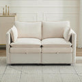 55" Cloud Modern Loveseat Sofa with Storage, Sectional Modula Small Sofa Love Seat Couch，Chenille 2 Seater Comfy Couch with Armrests for Living Room, Small Space, Beige