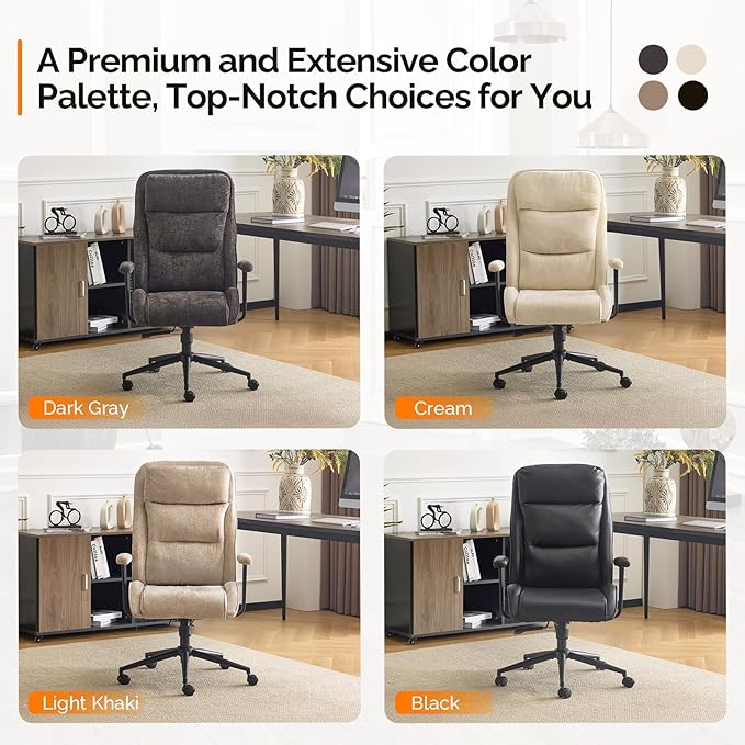 VINGLI Executive Ergonomic Office Chair with 100-130° Reclining, High-Back Desk Chair with Adjustable Base & Headrest Support & Wheels, Comfy Gaming Chair for Computer, Home Office, Pu-Leather, Black