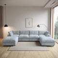 Modular Sectional Sofa/ 158inch Cloud Couches with Ottoman for Living Room/Soft Faux Rabbit Fur U Shaped Couch with Chaise,6 Seater Wide Convertible Sofa,Covers Washable&Replaceable,Grey