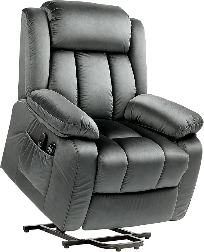 HOMCOM Power Lift Recliner Chair for Elderly with Massage and Heat, Electric Lift Chair with USB Ports, Side Pockets, 35" Wide Back for Living Room, Bedroom, Gray
