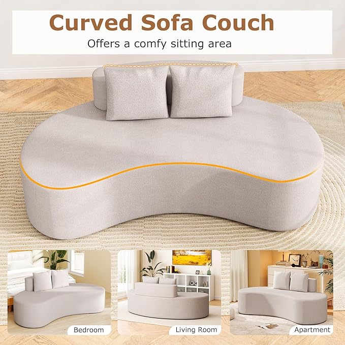 Giantex 78.5" Sofa Couch, Upholstered Loveseat with 2 Cozy Pillows, Low Backrest & Padded Seat, Anti-Slip Bottom, No Assembly, Modern Floor Couch for Living Room, Bedroom (Gray)