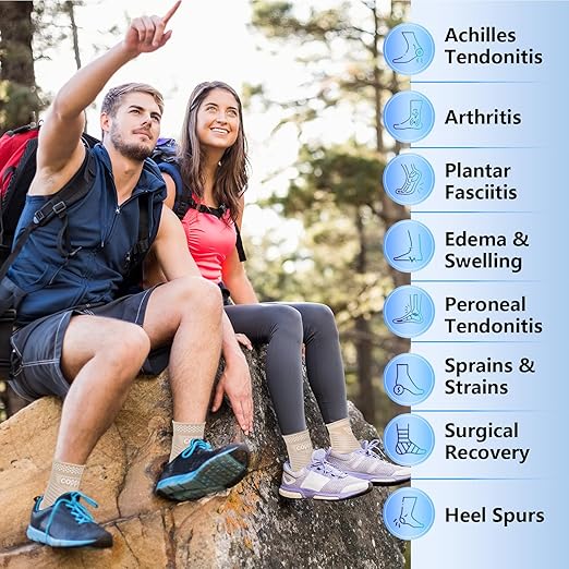 DRNAIETY 2 Pack Copper Ankle Brace for Men & Women - Adjustable Ankle Support Compression Sleeve, for Plantar Fasciitis, Achilles Tendonitis, Foot Pain, Swelling - Everyday Use(Skin Tone,S)