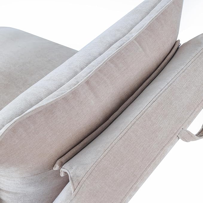 CHARMMA Convertible Flip Chair: Floor SofaBed with Adjustable Backrest andPillows, Beige, 31lbs