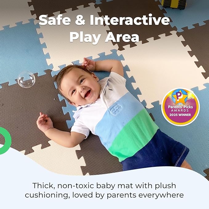 MioTetto Baby Play Mat, Soft Foam Floor Tiles for Kids. Adjustable Interlocking Foam Tiles, Fits with 50x50 Playpen Baby mat for Crawling & Development, Safe & Non-Toxic Playmat for Babies 6-12 Months