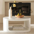 Veihaus Round Coffee Table with Storage, 31.5" Modern Living Room Table, 2 Tier Circle Wood Center Tables for Apartment, Living Room, Open-Style Storage White Coffee Tables, 31.5"*15.7" (White)