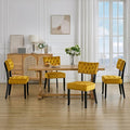 UVV Upholstered Dining Chairs Set of 4, Mid Century Modern Tufted Kitchen Chairs Dining Room Chairs, Velvet Dinner Chair with Wood Legs for Dining Room Kitchen, Turmeric-Black Legs