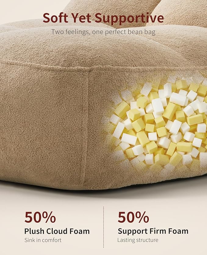 Relefree Goliath Bean Bag Chairs for Adults,Cozy Bean Bag Comfy Chair,Plush Memory Foam Filling,Oversized Reading Chair for Living Room,Bedroom,Large Fireside Chairs for Lounge,Gaming,Relaxation