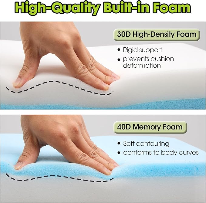 goodleben Stadium Cushion with Dual-Layer Foam (30D Support + 40D Memory), High Elasticity & Breathable, Waterproof Thick Bleacher Pad for Long Games, Portable for Outdoor Indoor Seating