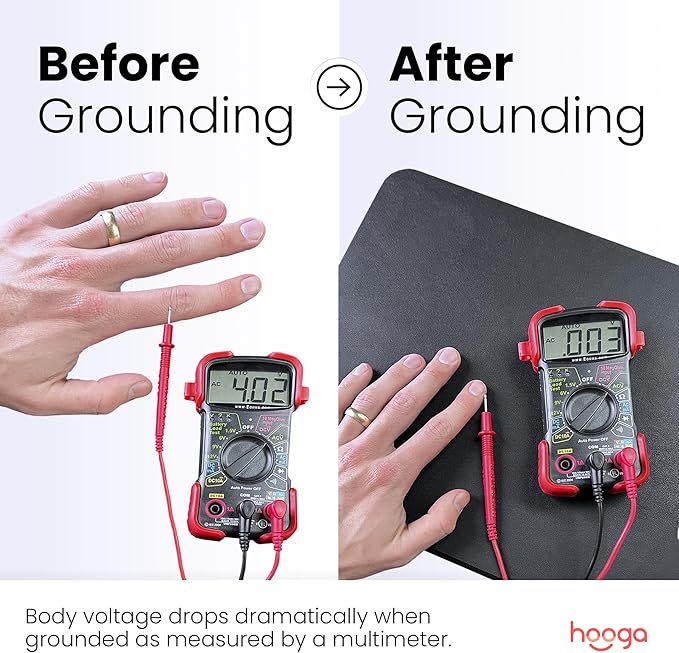 Hooga Grounding Mat for Sleep, Energy, Pain Relief, Inflammation, Balance, Wellness. Earth Connected Indoor Grounding for Home, Office, Work. 15 Foot Cord Included. Conductive Carbon