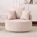 Yoglad 38.58'' Swivel Round Chair, Comfy Boucle 360° Accent Chair with Thick Cushion, Oversized Modern Single Sofa with 3 Pillows, Soft Armchair for Nursery, Living Room, Bedroom, Office (Beige)