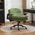 Criss Cross Chair with Flip-up Arms, Wide Criss Legged Chair with 3 Layer Cushion, Ergonomic Office Desk Chair with Wheels, Swivel Vanity Chair for Office, Living Room, Bedroom, Chenille Green