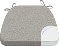 AAAAAcessories D-Shaped Chair Cushions, 2" Thick Dining Chair Pads with Ties and Removable, Machine-Washable Cover, 17" x 16", Khaki Gray
