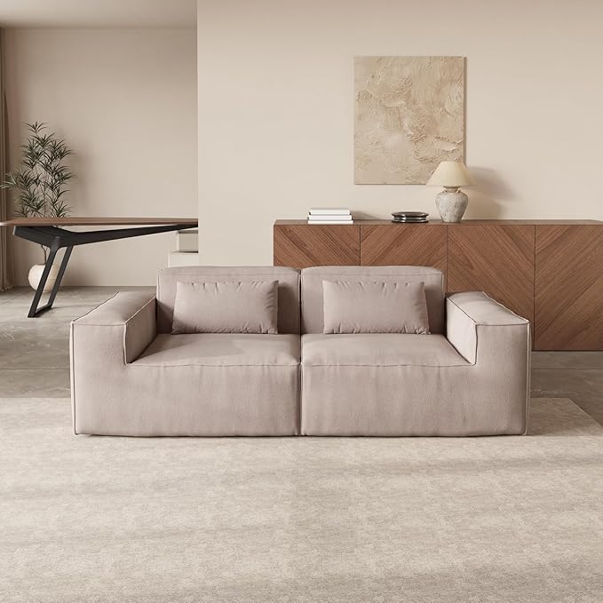 JACH 86.62" Modular Sectional Couch, Huge Plus Love Seat Sofa, Modern Comfy Cloud Couches, Sofa Furniture for Living Room, Office, Apartment, Brown